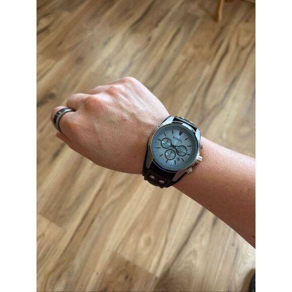 Fossil Mens Brown Leather Cuff Coachman Chronograph Quartz Stainless Steel Watch main image 7